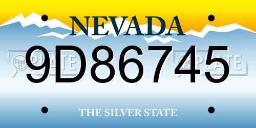 9D86745 Nevada License Plate