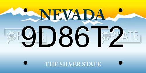 9D86T2 Nevada License Plate