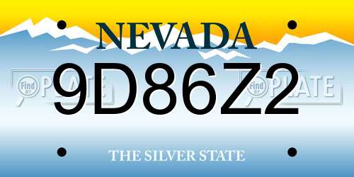 9D86Z2 Nevada License Plate