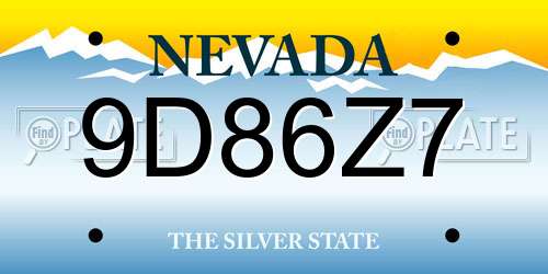 9D86Z7 Nevada License Plate
