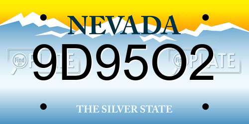 9D95O2 Nevada License Plate