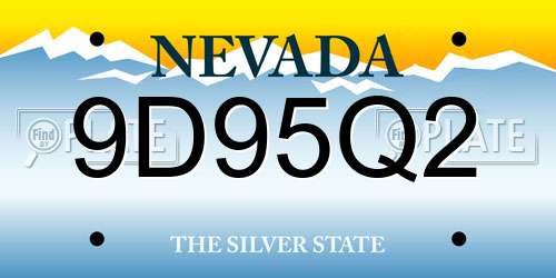 9D95Q2 Nevada License Plate