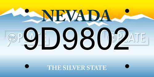 9D9802 Nevada License Plate