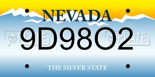 9D98O2 Nevada License Plate