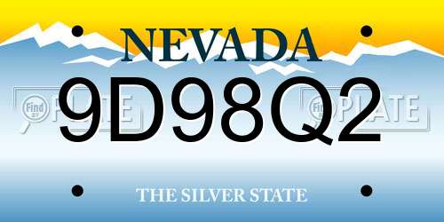 9D98Q2 Nevada License Plate