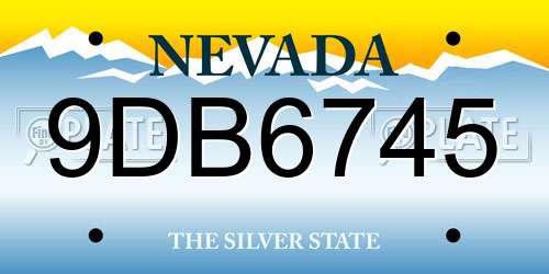 9DB6745 Nevada License Plate