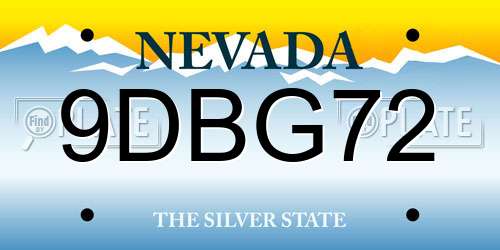 9DBG72 Nevada License Plate