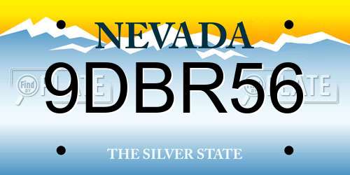 9DBR56 Nevada License Plate