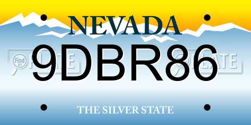 9DBR86 Nevada License Plate