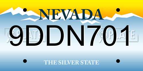 9DDN701 Nevada License Plate
