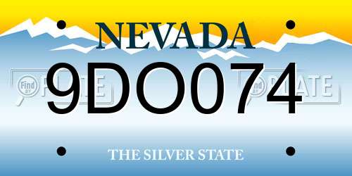9DO074 Nevada License Plate