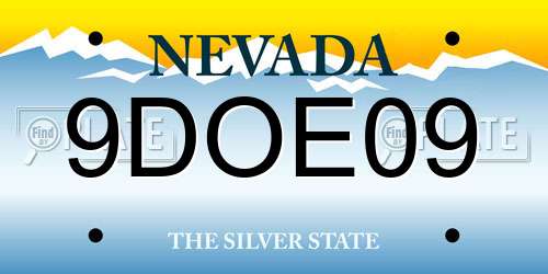 9DOE09 Nevada License Plate