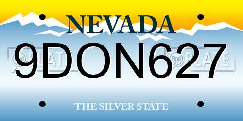 9DON627 Nevada License Plate