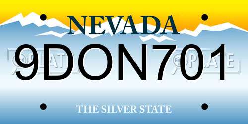 9DON701 Nevada License Plate