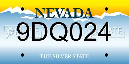 9DQ024 Nevada License Plate