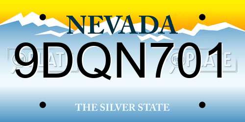 9DQN701 Nevada License Plate