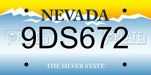 9DS672 Nevada License Plate