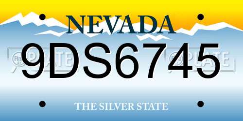 9DS6745 Nevada License Plate