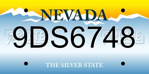 9DS6748 Nevada License Plate
