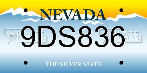 9DS836 Nevada License Plate