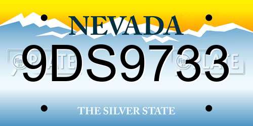 9DS9733 Nevada License Plate
