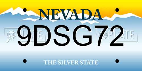 9DSG72 Nevada License Plate
