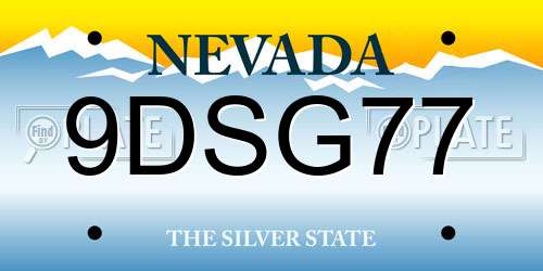 9DSG77 Nevada License Plate