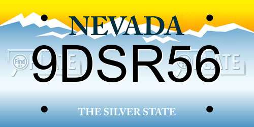9DSR56 Nevada License Plate