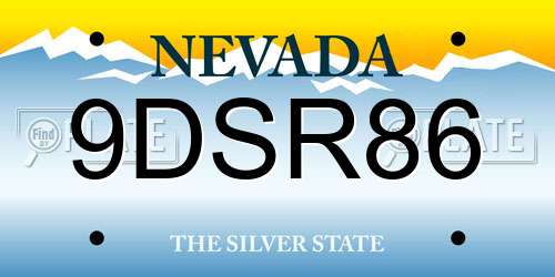 9DSR86 Nevada License Plate