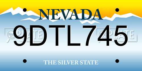 9DTL745 Nevada License Plate
