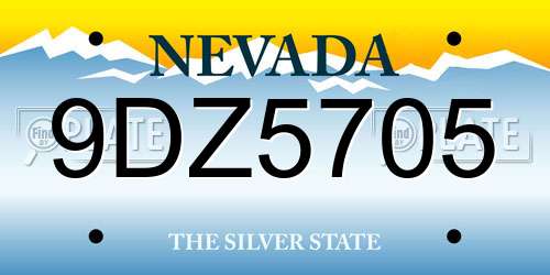 9DZ5705 Nevada License Plate