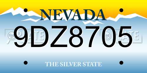 9DZ8705 Nevada License Plate
