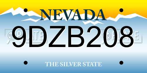 9DZB208 Nevada License Plate