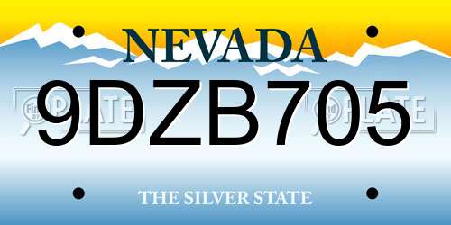 9DZB705 Nevada License Plate