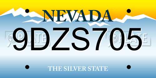 9DZS705 Nevada License Plate