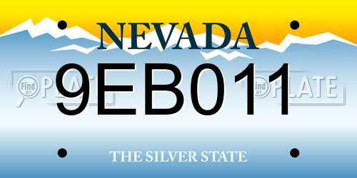 9EB011 Nevada License Plate