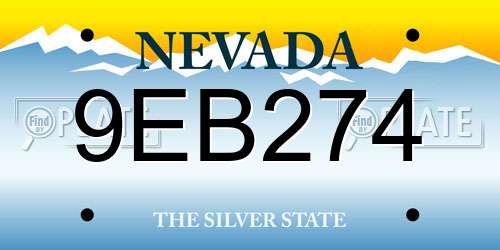 9EB274 Nevada License Plate