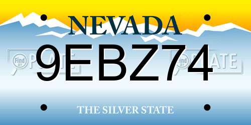 9EBZ74 Nevada License Plate