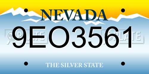 9EO3561 Nevada License Plate