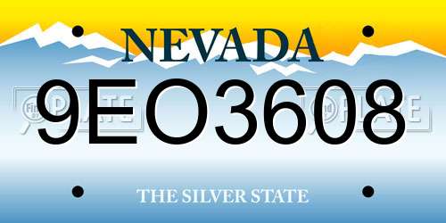 9EO3608 Nevada License Plate