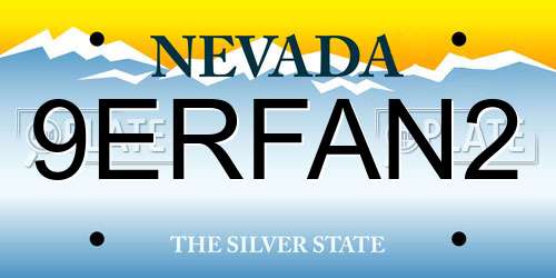 9ERFAN2 Nevada License Plate