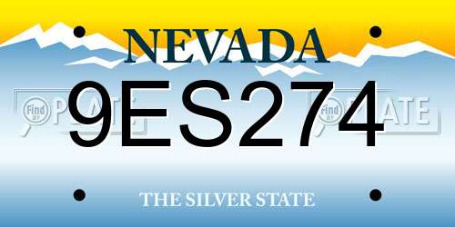 9ES274 Nevada License Plate
