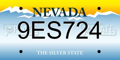 9ES724 Nevada License Plate