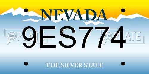 9ES774 Nevada License Plate