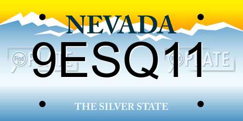 9ESQ11 Nevada License Plate