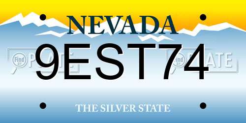 9EST74 Nevada License Plate