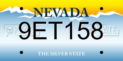 9ET158 Nevada License Plate