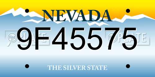 9F45575 Nevada License Plate