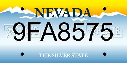 9FA8575 Nevada License Plate