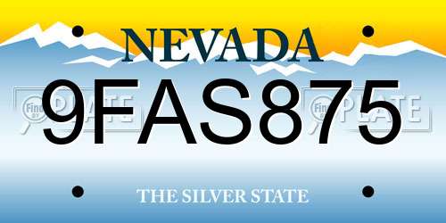 9FAS875 Nevada License Plate